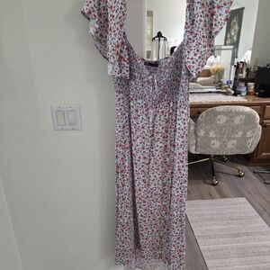 Zara Floral Print Dress - Red and White